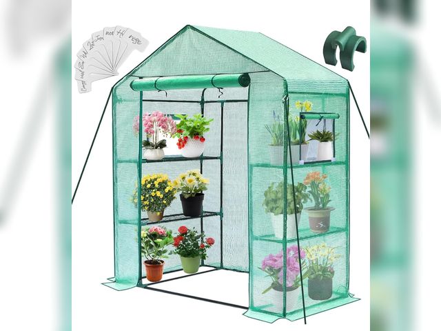 Lot 96-187431 - Greengro Greenhouse, 28 x 57 x 76'' Greenhouses for Outdoors, Small Plant Green House with Screen Wi...