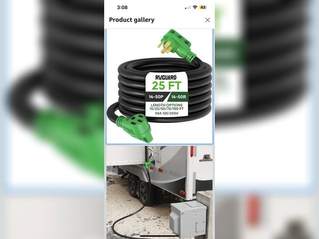 Lot 96-189999 - RVGUARD 50 Amp 25 Foot RV/EV Extension Cord, NEMA 14-50P/R Heavy Duty Extension Cord with LED Power ...