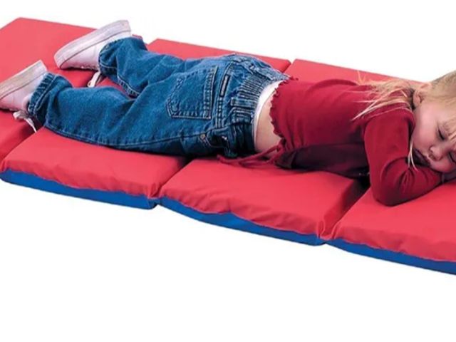 Lot 96-174538 - Children's Factory Angels 2" Thick Toddler Nap Mat, Red-Blue, 4 Section Waterproof Sleeping Mat for ...