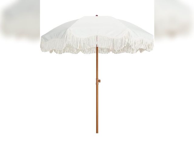 Lot 96-179938 - Boho Fringe Umbrella Outdoor Patio, 6.5ft UPF50+ Picnic Umbrella with Tassels with Steel Pole and Pu...