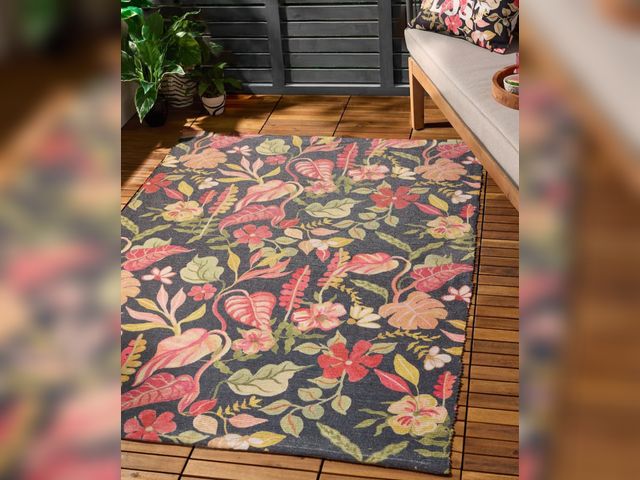 Lot 96-232407 - Tropical Bloom Outdoor Rug 9 x 12 FT New  Exact print may vary