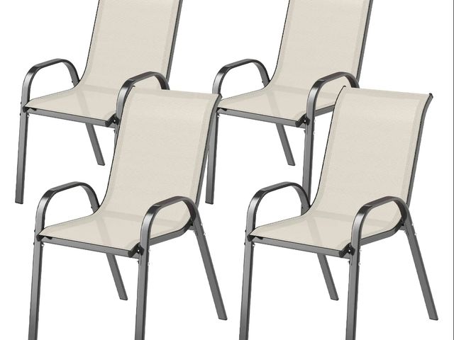 Lot 96-160364 - Outsunny Set of 4 Outdoor Dining Chairs, Stackable Patio Chairs with High Back, Breathable Mesh Seat...