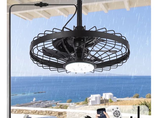 Lot 96-180710 - Depuley Outdoor Ceiling Fan with Light: 20 Inch Waterproof Gazebo Fans with Lights Outdoor Hanging -...
