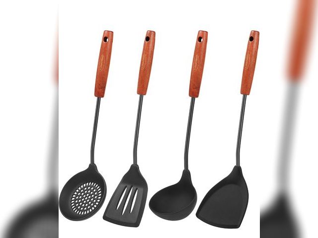 Lot 96-190792 - FJNATINH Silicone Wok Spatula,Turner,Ladle,Skimmer Set,Wok Tools, Wok Utensil,Non Stick Heat-Resista...