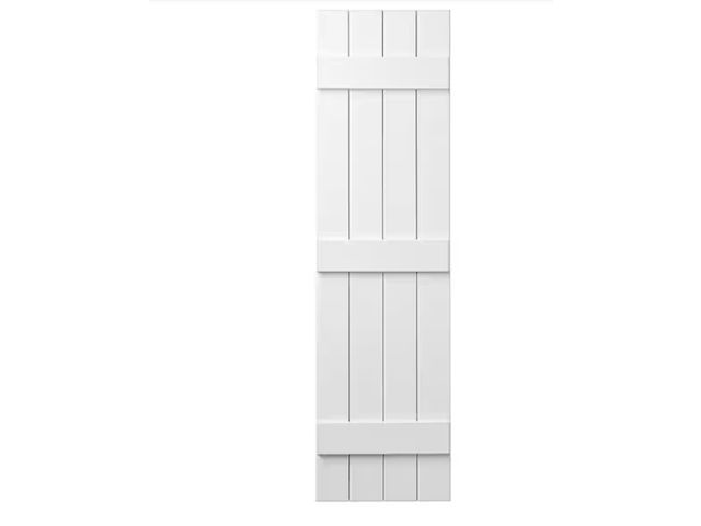 Lot 96-162237 - Ply Gem
15 in. x 63 in. Polypropylene 4-Board Closed Board and Batten Shutters Pair in White

New