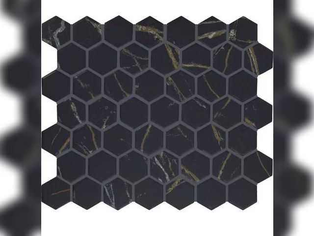 Lot 96-181731 - 19.44 sq ft of Daltile Perpetuo Infinite Black 10 in. x 12 in. Glazed Ceramic Mosaic Tile MSRP $144....