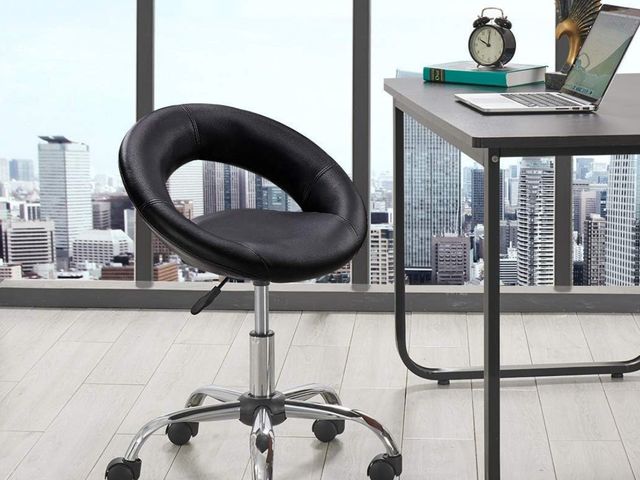Lot 96-176930 - Bestfair Office Drafting Chair, Bar Stool with Back Support, Adjustable Foot Rest and Wheels, Rollin...