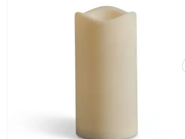 Lot 96-232505 - Bundle of 6 Hampton Bay 3 in. x 6 in. Bisque Color Resin Indoor/Outdoor Candle with 5- hour Timer, R...