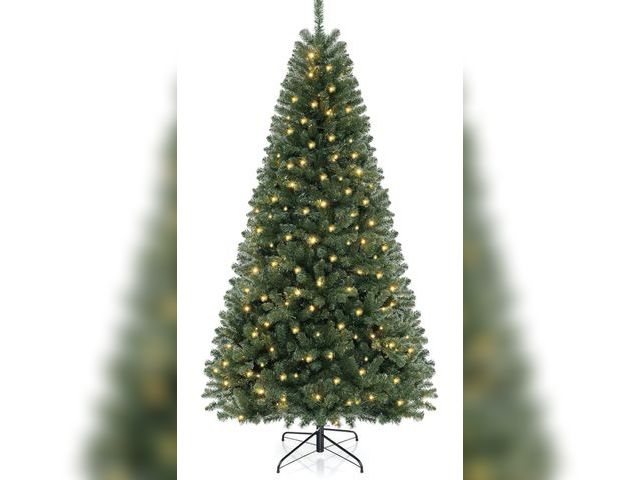 Lot 96-226406 - 8 FT Pre-Lit Artificial Christmas Tree with 400 Dual-Color LEDs &amp; Timer, 890 Realistic Branch Ti...
