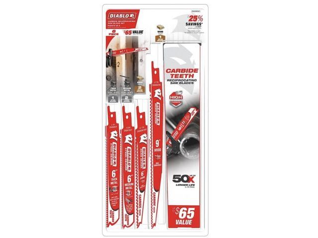 Lot 96-214184 - DIABLO
Carbide Reciprocating Saw
Blade Set (6-Piece)
New