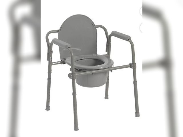 Lot 96-164469 - Drive Medical Steel Folding Deep Seat Bedside Commode, Gray New