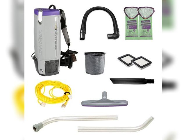 Lot 96-166286 - ProTeam Super Coach Pro 10 Backpack Vacuum Commercial with 2 Piece Wand Tool Kit, 10 Quart, Corded, ...