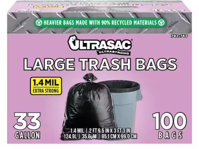 Lot 96-162626 - Ultrasac
33 Gal. Large Trash Bags (100 Count)

New