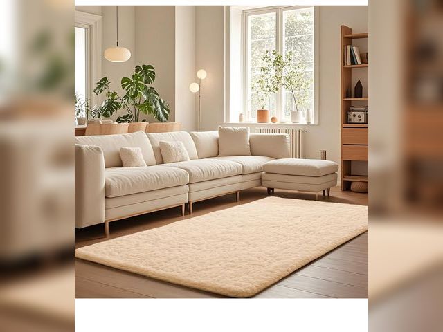 Lot 96-170586 - Ophanie Beige Rugs for Living Room Bedroom, Fluffy Fuzzy Furry Carpet, Plush Soft Shaggy Bedside Ind...