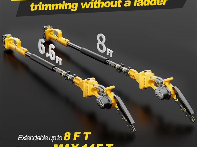 Lot 96-211590 - Cordless Pole Saw 3-in-1 with 6&amp;8 Inch Mini Chainsaw, Battery Powered Electric Pole Saw for Tree...