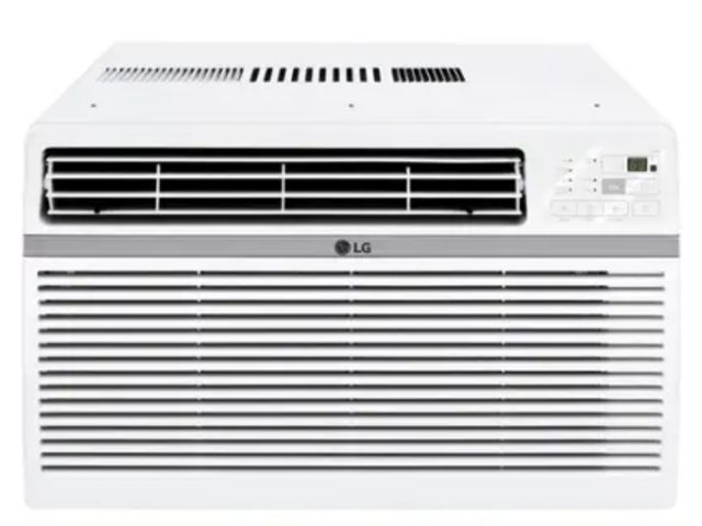 Lot 96-164915 - LG - 18,000 BTU 230V Window Air Conditioner - White unused, dents in back and front grating MSRP $57...