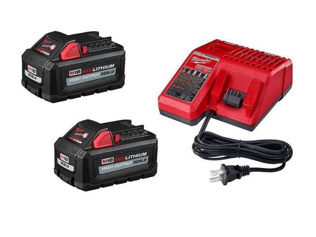Lot 96-168878 - Milwaukee M18 18-Volt Lithium-lon High
Output Starter Kit with Two 6.0 Ah
Battery and Charger MSRP $...