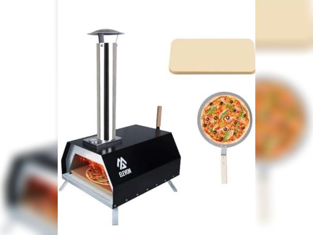 Lot 96-190191 - Elevon Pizza Oven Wood Fired Pizza Maker, Portable Stainless Steel, Pizza Grill, Outdoors with Pizza...