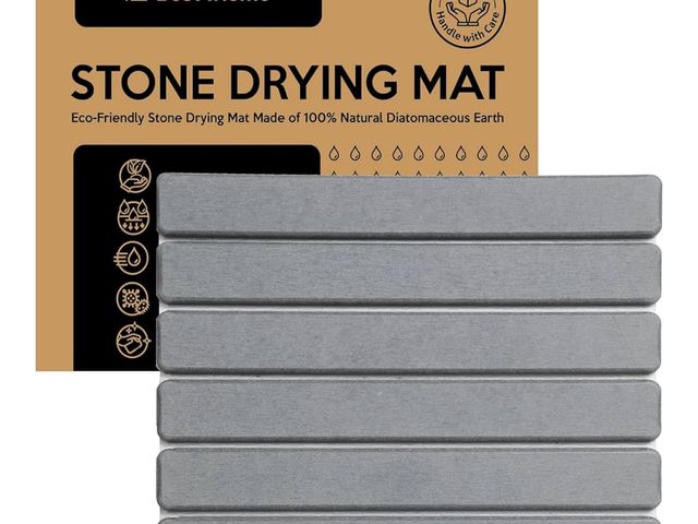 Lot 96-166168 - Stone Drying Mat for Kitchen Counter - Grey 12x16In Dish Drying Mat - Foldable Diatomite Stone Dish ...
