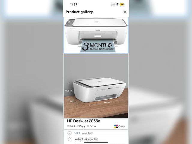 Lot 96-176518 - HP DeskJet 2855e Wireless All-in-One Color Inkjet Printer, Scanner, Copier, Best-for-home, 3 month I...