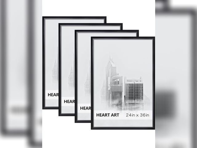 Lot 96-211202 - HEART ART 24 x 36 Poster Frame 4 Pack,24x36 Frame without Mat for Horizontal or Vertical Wall Mounti...