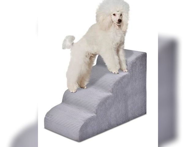 Lot 96-170276 - Dog Stairs Steps for High Bed - 4 Steps Pet Steps for Small Dogs and Cats Non-Slip Removable Washabl...