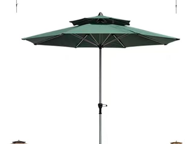 Lot 96-181389 - 9ft 2 Tier Outdoor Patio Umbrella Balcony Umbrella Waterproof Table Umbrella With Crank UV Protectio...