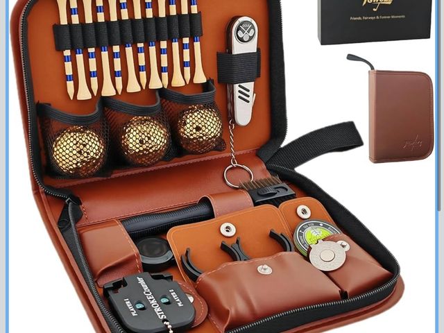 Lot 96-212230 - Golf Gifts for Men and Women, Golf Accessories Set in High-End Case with Gold-Colored Golf Balls, Go...