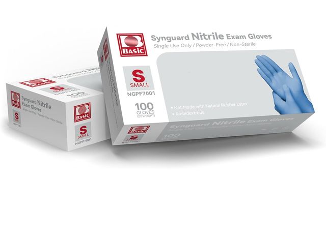 Lot 96-178069 - Basic Medical Blue Nitrile Exam Gloves - Latex-Free &amp; Powder-Free - NGPF 7001(Case of 1,000), Sm...
