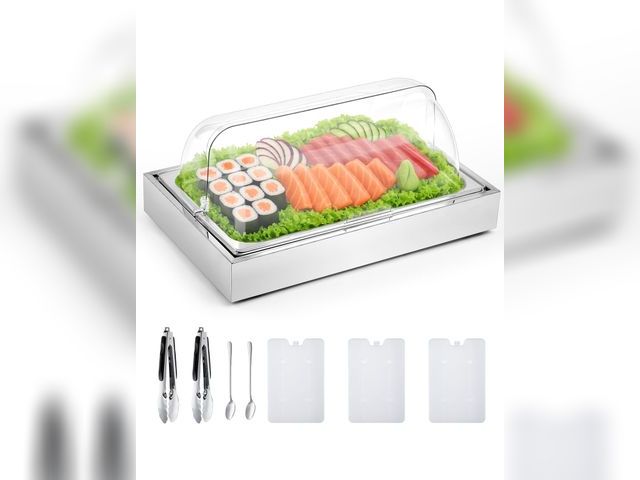 Lot 96-175720 - Uiifan Ice Food Serving Display Tray with Clear Cover Buffet Cold Food Buffet Server Countertop Cold...