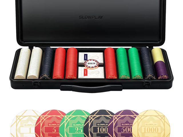 Lot 96-180489 - SLOWPLAY Nash Ceramic Poker Chips Set, 500 PCS, 43mm Poker Chips
for Texas Hold'em, with Numbered Va...