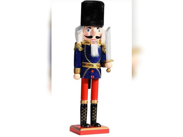 Lot 96-212219 - GALPADA Christmas Wooden Nutcracker Figurine Blue with Movable Mouth, Xmas Tabletop Decor and Holida...