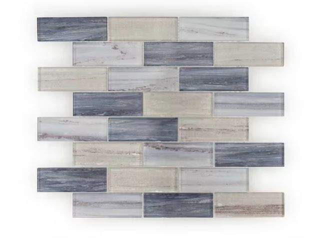 Lot 96-211364 - Jeffrey Court New Moon Blue 11.875 in. x 11.625 in. Interlocking Glossy Glass Mosaic Tile (14.38 sq....