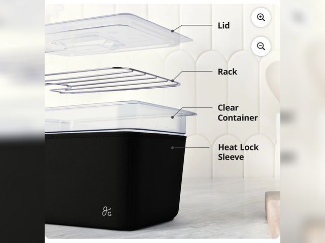 Lot 96-164464 - Greater Goods Top Sous Vide Container 12 Qt w Stainless Steel Rack,Sleeve and Lid(Onyx Black) New