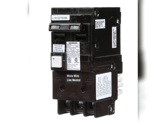 Lot 96-163636 - Siemens 30 Amp Double Pole Type QPF2
GFCI Circuit Breaker MSRP $109
New.