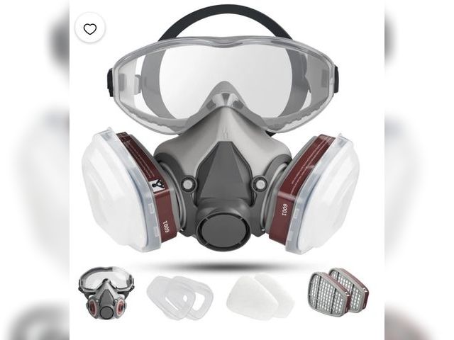 Lot 96-232751 - Respirator Mask with Filter - Gas Mask with Safety Goggles Reusable Anti-Dust for Sanding,Building W...