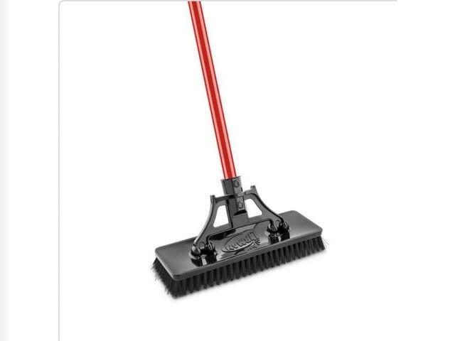 Lot 96-171081 - Libman 13.5 in. High Power Extra-Large Heavy-Duty Floor Scrub Brush with Swiveling Head and Steel Ha...