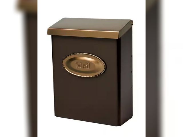 Lot 96-174372 - Architectural Mailboxes
Designer Venetian Bronze with Brushed Brass, Medium, Steel, Locking, Wall Mo...