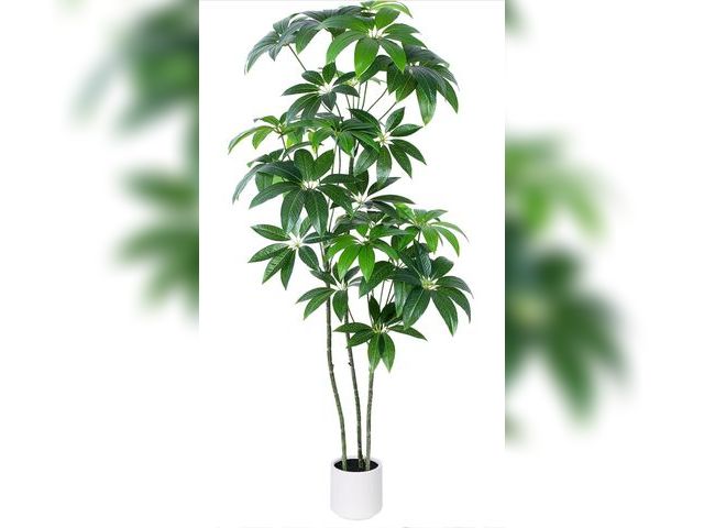 Lot 96-187954 - Money Tree Artificial - 6 FT Tall Fake Tree with Decorative planters - Large Faux Plants Lifelike Br...