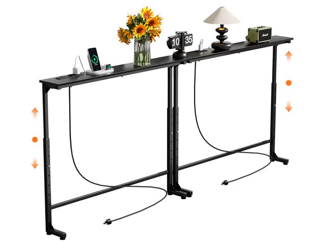 Lot 96-180398 - Pack Adjustable Height Narrow Console Table with Power Outlets, 78.7" Long Sofa Table with Charging ...