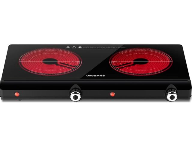 Lot 96-178349 - Infrared Double Burner Electric Cooktop - 1800W Portable Stove, Heat-up In Seconds, Countertop Cookt...