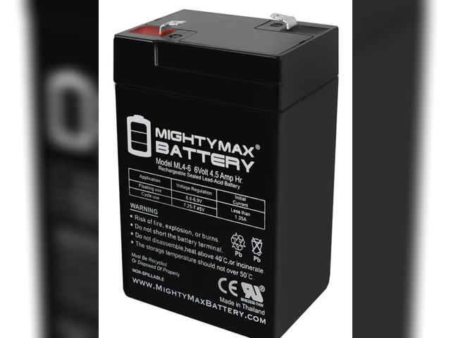 Lot 96-178107 - Mighty Max Battery ML4-6 - 6 Volt 4.5 AH, F1 Terminal, Rechargeable SLA AGM Battery New