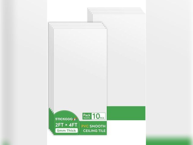 Lot 96-181307 - STICKGOO Drop Ceiling Tiles 2ft x 4ft, White Soomth Ceiling Tile 24 x 48in, Waterproof - Fire-Rated ...