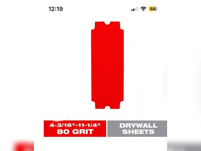 Lot 96-162534 - Norton 4-3/16" x 11-1/4" (106 x 286 mm) Drywall Sanderpaper (50-pack) 80 course grit New