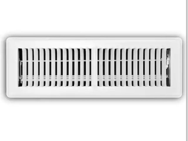 Lot 96-227690 - Bundle of 5 Everbilt 4 in. x 14 in. 2-Way Steel Floor Register in White New