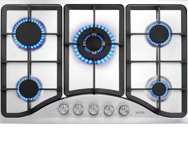Lot 96-211741 - VEVOR 30 in. 5 Burners Gas Cooktop Stove Top 12250 BTU Built-in LPG/NG Convertible MSRP $179.44 New