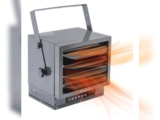 Lot 96-174930 - Comfort Zone Hard-Wired Ceiling Mount Garage Space Heater with Remote, 7,500 Watt, 240 Volt, Fan-For...