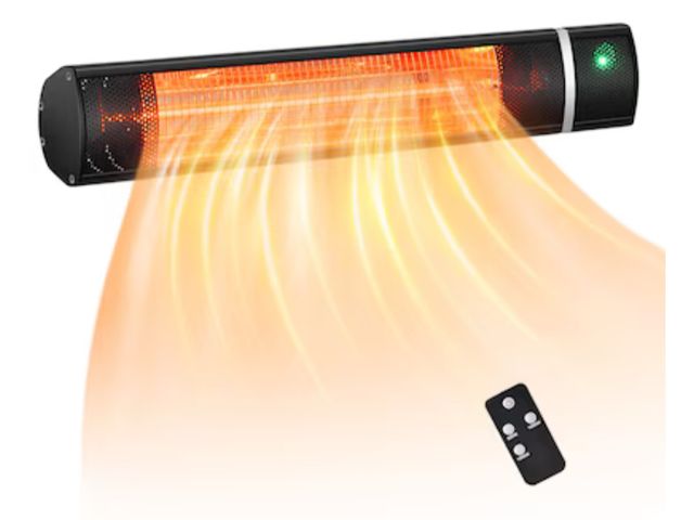 Lot 96-190154 - Goplus 1 -BTU 1500 -W Hanging Black Aluminum Electric Patio Heater Unused untested