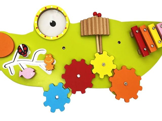 Lot 96-166350 - Crocodile Activity Wall Panels - Toddler Learning Activity Center - Easy-to-Install Wall-Mounted Int...