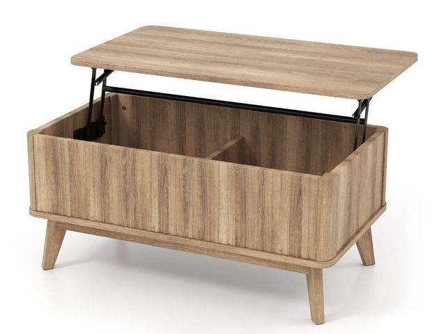 Lot 96-197338 - Fluted Lift Top Coffee Table 90CM Rectangle Wooden Center Table-Walnut MSRP $114.95 Appears Unused